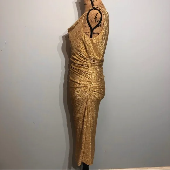 Lauren Ralph Lauren Metallic Gold Dress Size 6 - Picture 6 of 14
